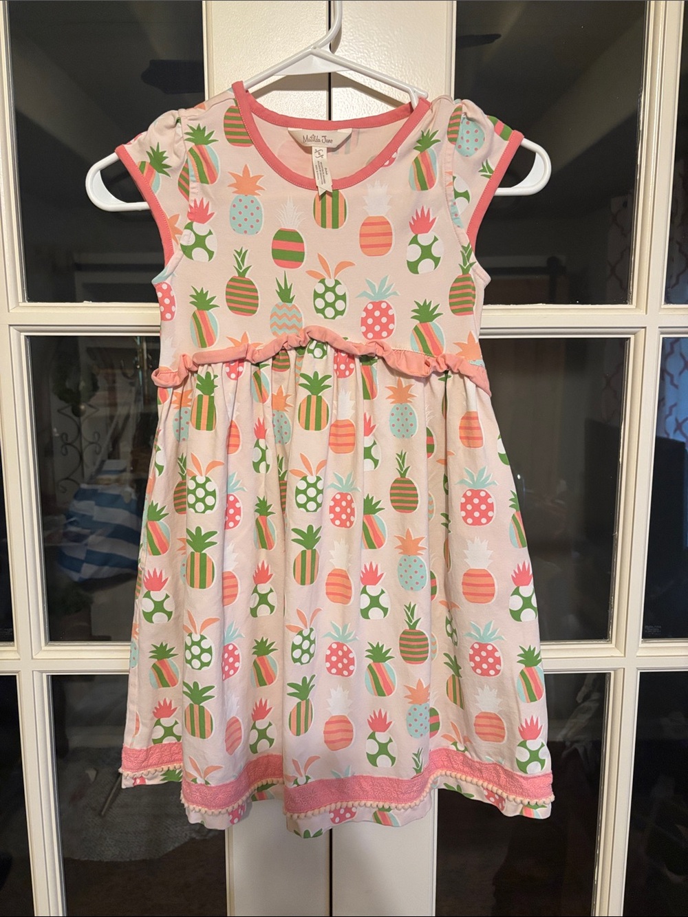 Matilda Jane Pink Pineapple Print Dress with Coral Trim